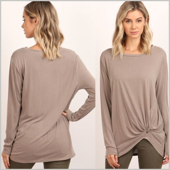 Mocha Top w/ Front Twist Knot Detail - Picture 2 of 5